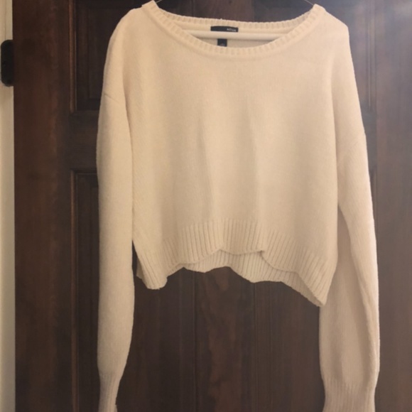 Aqua Sweaters - Knit Cream Aqua Sweater